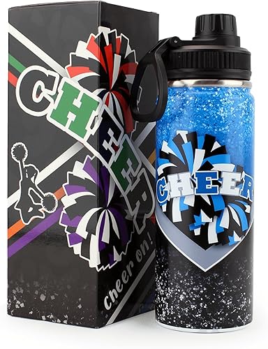 Miniatura 19 de Botella de agua Cheer para niñas, de 18 onzas, botella deportiva de acero inoxidable aislada con asa, regalo de animadora a granel para regalos de