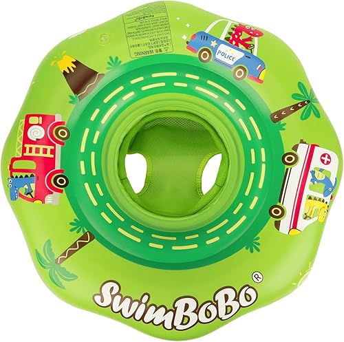 Vista 9 de Swimbobo Flotador inflable de natación para bebé con asiento de seguridad, juguetes divertidos para piscina para niños de 6 a 36 meses
