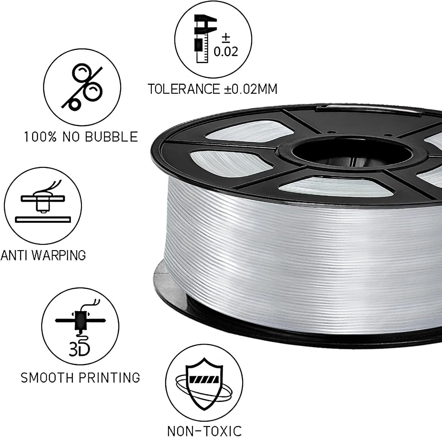 JAYO 3D Printer PLA Filament 1.75mm，Dimensional Accuracy +/- 0.02mm, 3D Printing Material fit for FDM Printers (PLA Transparent)
