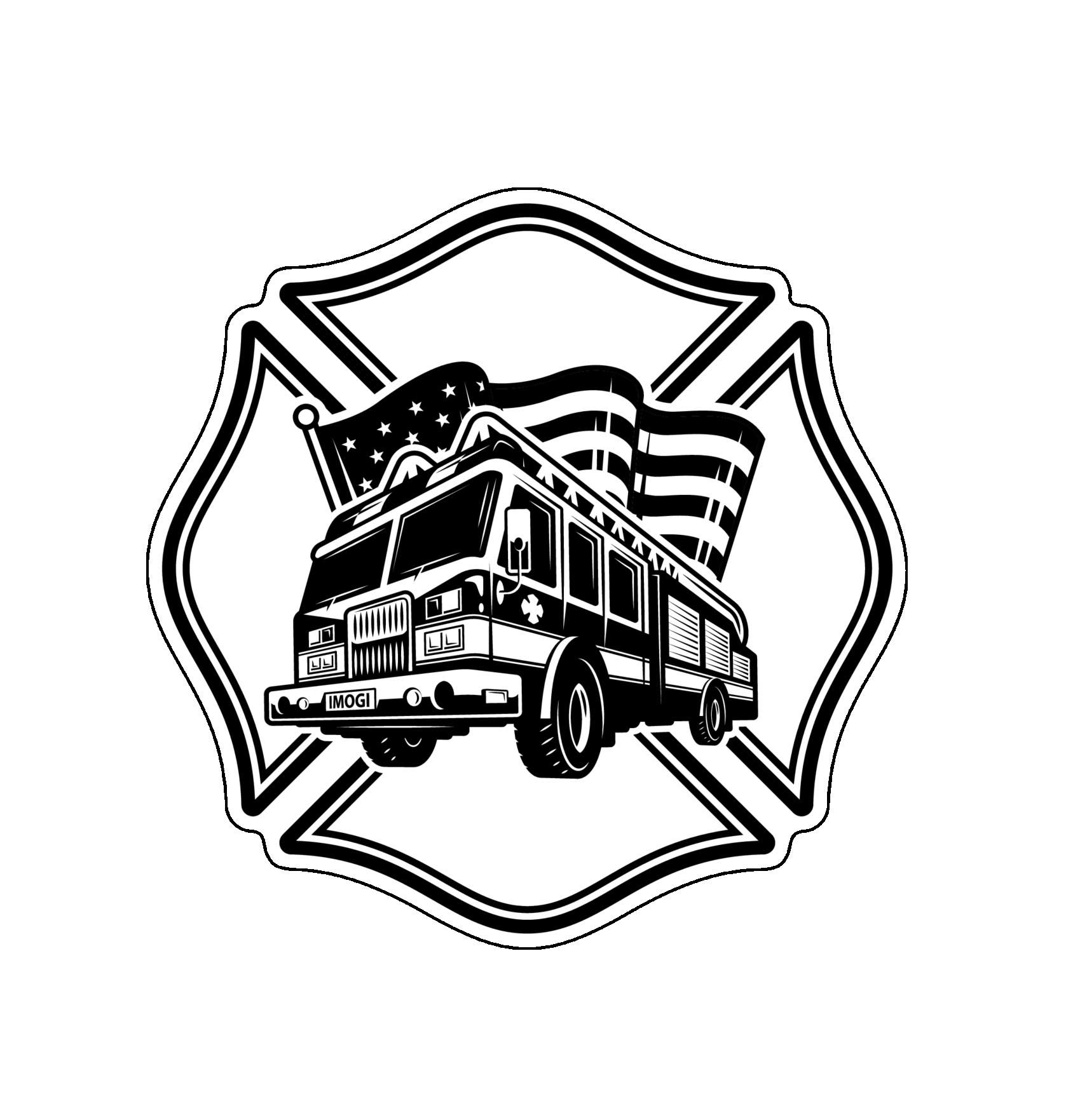 Autocollant en vinyle avec emblème des pompiers voiture et tasses