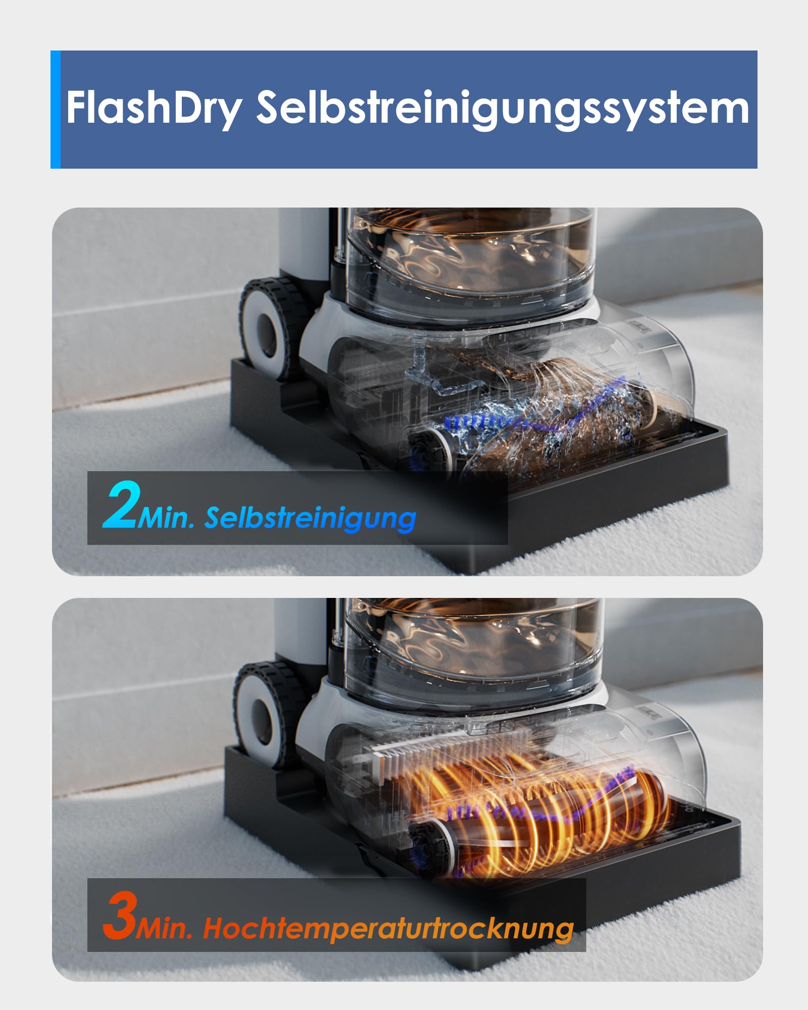 Tineco CARPET ONE Cruiser Teppichreiniger Nasssauger, Smartes Polsterreiniger Waschsauger mit 3-Stufen SmoothPower, DualCore Trocknung, FlashDry Selbstreinigung, iLoop Sensor