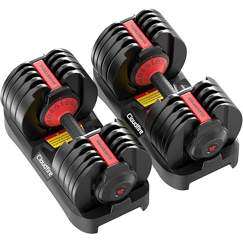 Upgraded Adjustable Dumbbells Set 52.5 lbs/25 lbs, 15/9 Weights Dumbbell Set, Quick Adjustable Dumbbells For Men Women Home Gym with Anti-Slip Handle, Safe and No Falling