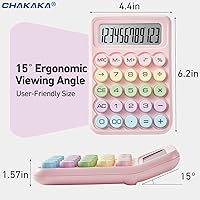 Vista 2 de Electronic Calculator,12 Digits Large LCD Display Small Desktop Calculators,Pink Basic with Big Buttons,Easy to Press Mechanical Switch Calculator,4