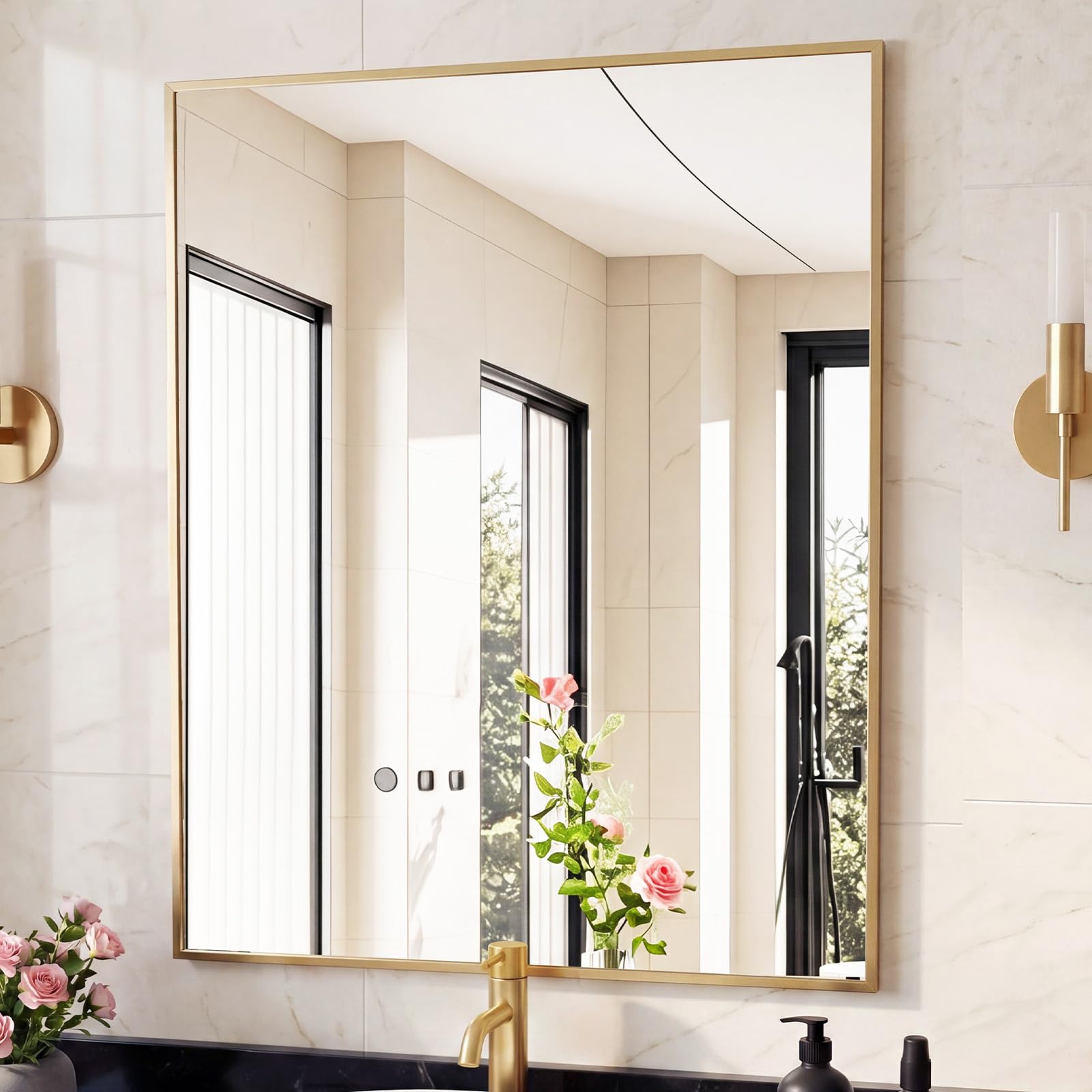 Sweetcrispy Bathroom Mirror, 30" x 36" Rectangle Wall Mount Mirrors