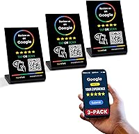 Vista 1 de Soporte de Reseñas de Google (Paquete de 3) - Toca para Reseñas Instantáneas - Toque Inteligente Reutilizable NFC y QR - Compatible con Todos