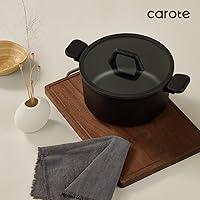 Vista 9 de CAROTE 28PCS Pots and Pans Set, Nonstick Cookware Set Kitchen Non Stick Induction Titanium Cookware Non-toxic Granite Cooking set, PFOA Free, Black