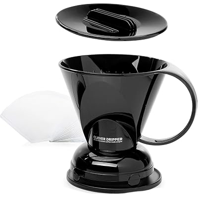 Clever Coffee Dripper and Filters, Large 18 oz (Black)| Barista's Choice| Safe BPA Free Plastic|Includes 100 Filters