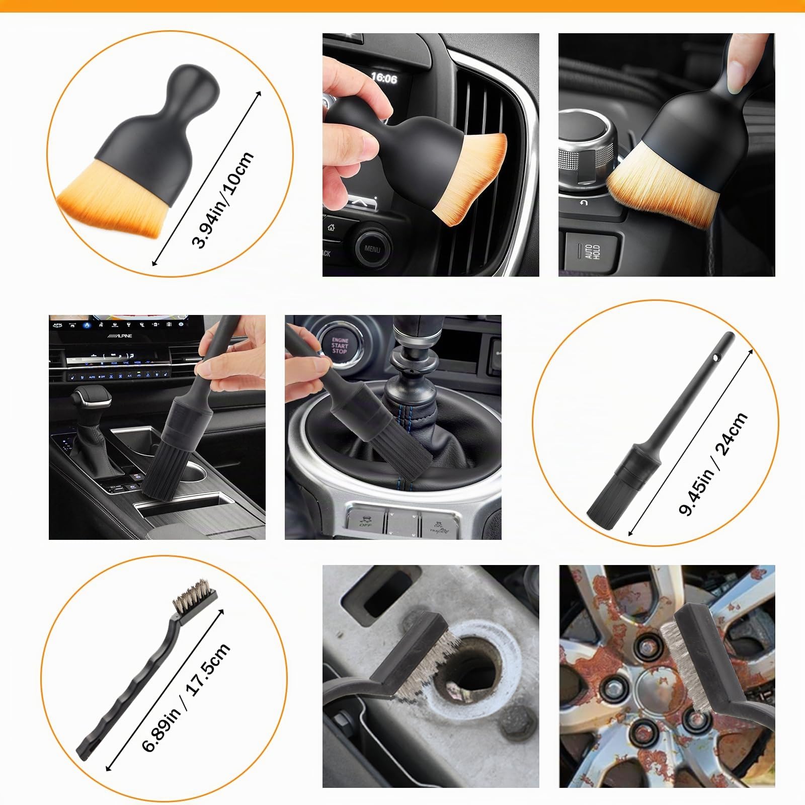 GES Mocio per lavaggio auto con manico lungo, spazzola per lavaggio auto da 157 cm con manico telescopico, kit di pulizia 2 in 1 in ciniglia in microfibra di ciniglia con custodia per il lavaggio