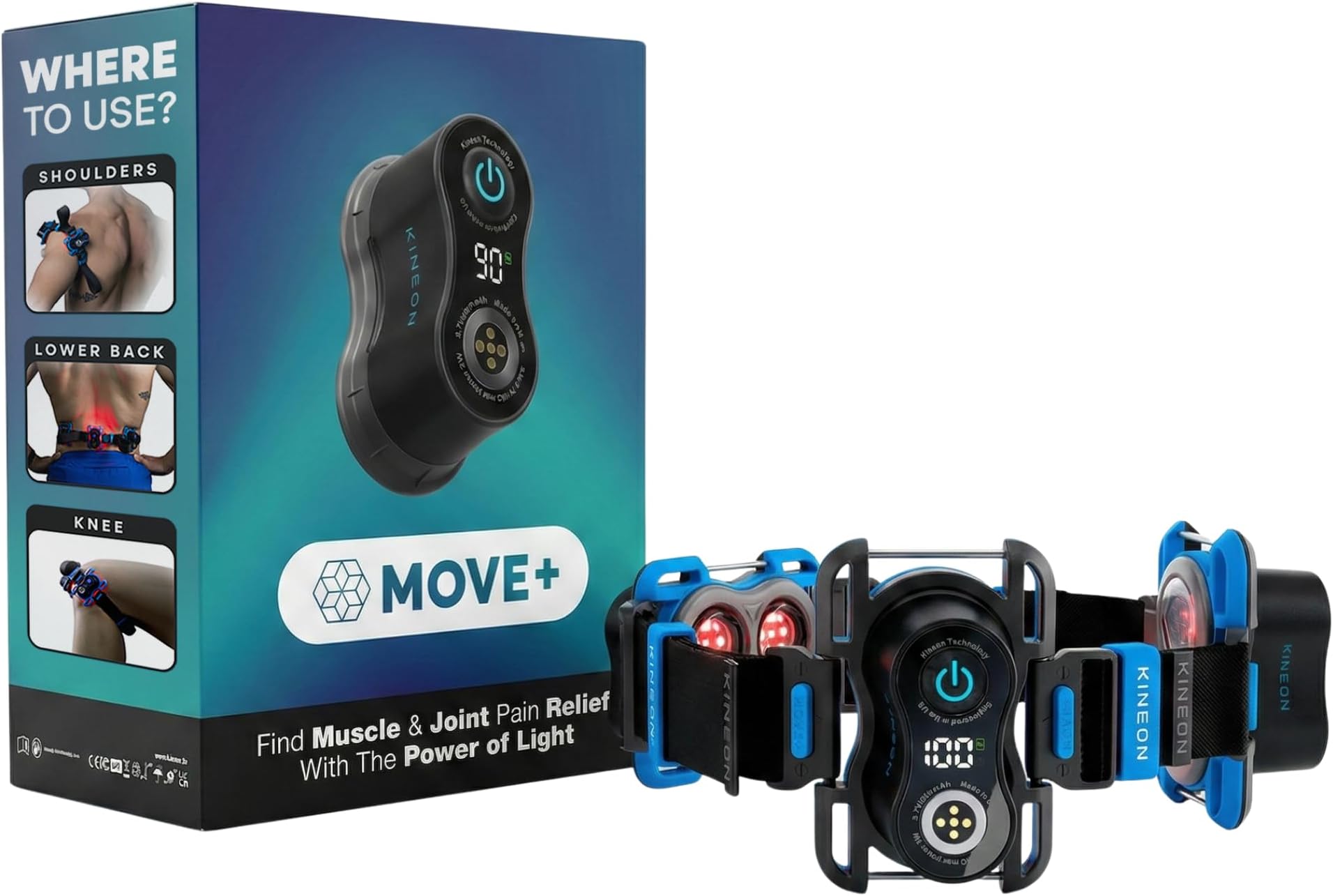 Move+ Pro Red Light Therapy Wrap – LED Light Therapy for Targeted Muscle Recovery, Inflammation, Joint Health & Mobility - Portable & Hands-Free Infrared Light Therapy for Body