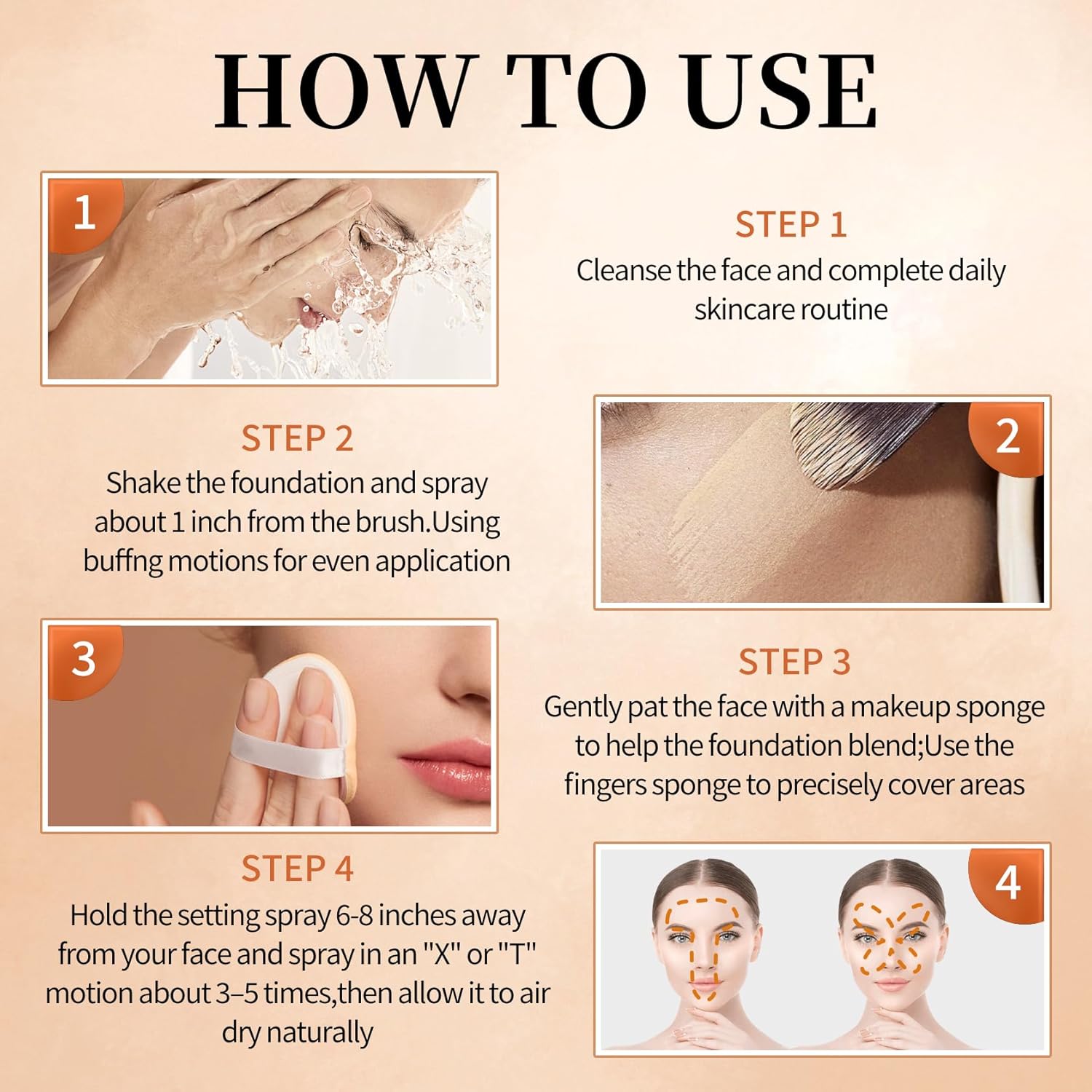 Airbrush Foundation with Airbrush Setting Spray for Makeup,Long-lasting Waterproof,Buildable Coverage,Lightweight Comfortable,Moisturizing Foundation Makeup (02 Beige) - Image 6