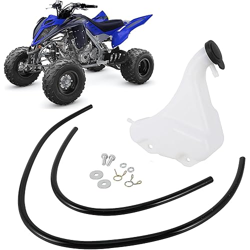 ATV Coolant Reservoir Tank with Radiator Hose for YFM Raptor 700 2006-2025 YFM Grizzly 660 2002-2008, 5KM-21871-00-00 1S3-21875-00-00