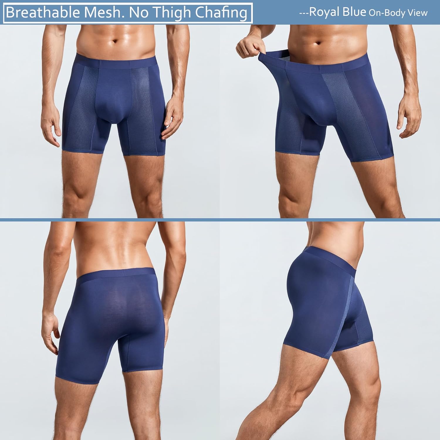 Mens Athletic Mesh Boxer Briefs Underwear Breathable Moisture-Wicking Seamless Sports Cooling Underwear for Men - Image 5