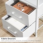 HOOBRO Nightstand with Charging Station, Bedside Table with LED Lights and 2 Fabric Drawers, End Table with Outlets & USB Ports & Type-C Port, Night Stand for Bedroom, White WT118UDBZ01