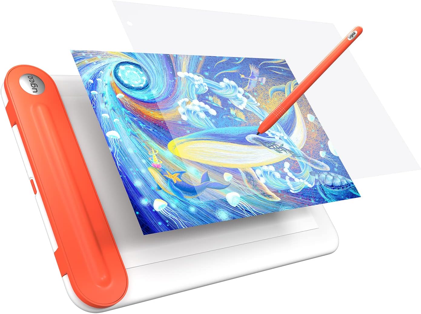 UGEE Q8W Drawing Tablet, 8.5 inch Bluetooth 5.0 Drawing Pad Large Active Area,Graphics Tablet with 8192 Levels Battery-Free Stylus, Tablet with Pen Support Windows、Mac OS and Chrome OS 88 or Later