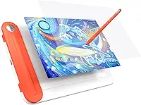 Tablet de desenho com Bluetooth 5.0, bloco de desenho UGEE Q8W com área de atividade grande de 20 cm, tablets de desenho digital com 8192 níveis de caneta sem bateria, suporte para