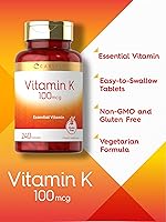 Vista 3 de Carlyle Vitamina K 100 mcg 240 tabletas Vegetariano, sin OMG, sin gluten Suplemento de vitamina K