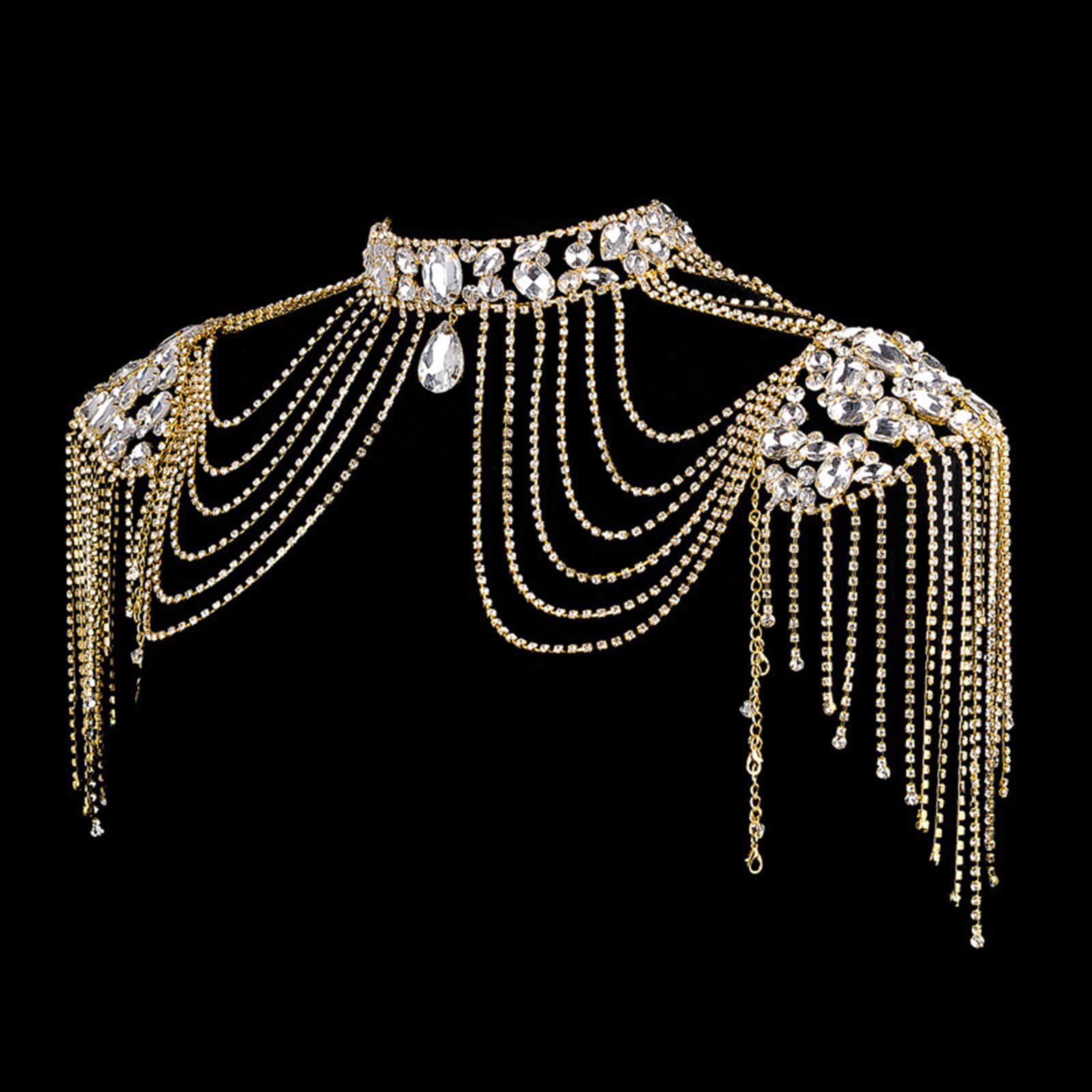 Mehrschichtige Metall Schulterkette, verstellbarer Körperschmuck, Rückenkettenschmuck, verleiht Outfits Charme, geeignet für den Brautkörper von Frauen