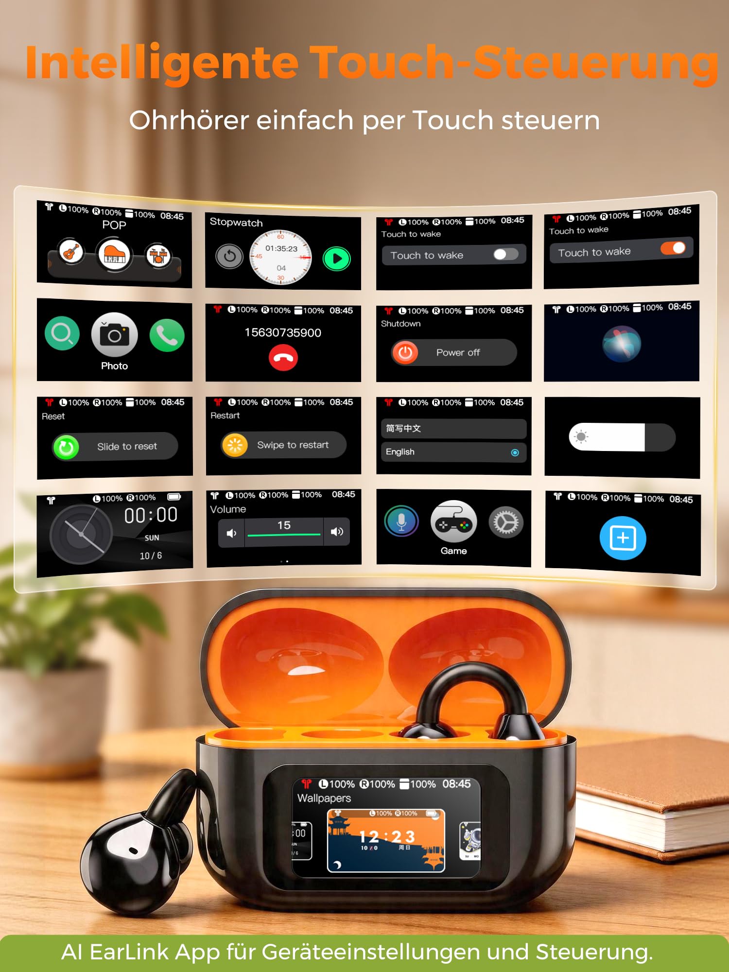 Übersetzungskopfhörer In Echtzeit Übersetzer Kopfhörer: 3 In 1 Übersetzungskopfhörer LCD Touchscreen 159 Sprachen App 7 Übersetzungsmodi, Bluetooth 6.0 Sprachübersetzer 30H Für Reisen Business Lernen | 10+ Funktionen / Kamera-Fernbedienung / Komfortable P