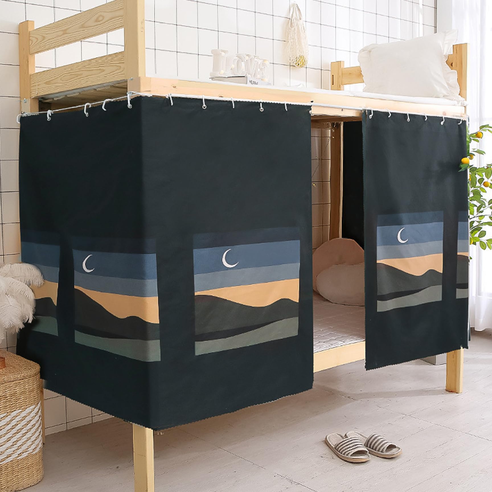 Tende da Letto a Castello, 2 Pannelli 79x59 Tende da Letto a soppalco Notturno alla Luce della Leggera con
