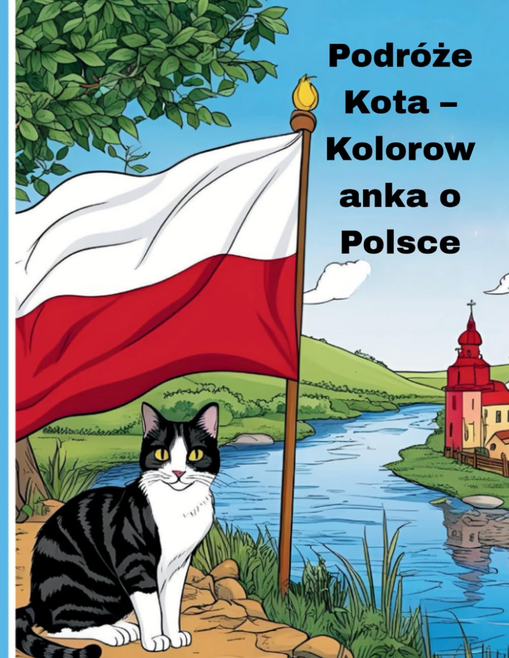 Podróże Kota -Kolorowanka po Polsce: kolorowanka ,Polska, dzieci, edukacyjna, poznawanie , mapy, miasta, zabytki, wiek.