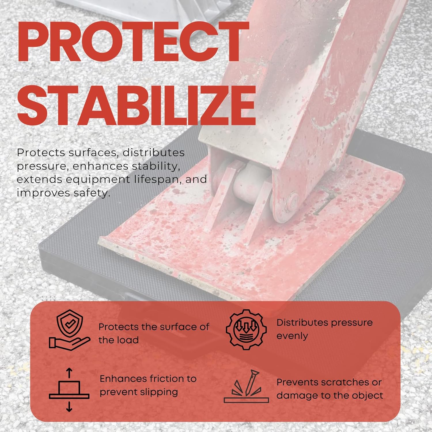 14.2" x 16.8" x 2" Heavy-Duty Rubber Outrigger Pads, Portable RV Jack Pads with Handle, Stabilizing Landing Pads, RV Leveling Blocks (2 Pack)