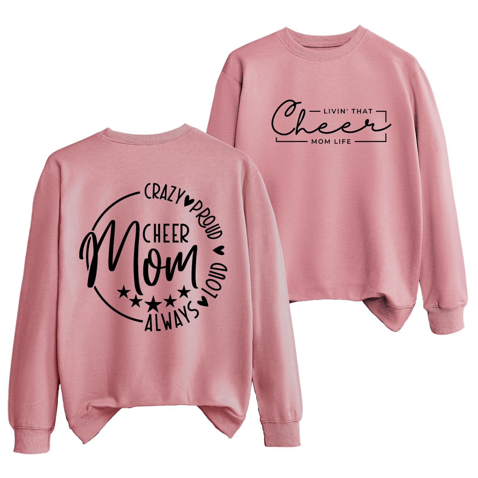 KOGYAS Cheer Mom Sweatshirts for Women Living That Cheer Mom Life Shirts Casual Crew Neck Long Sleeve Pullover Tops