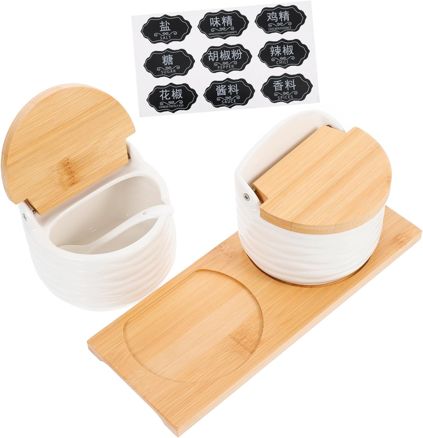 OUNONA 1 Set Ceramic Condiment Container Seasoning Storage Box with Lids Capacity Spice Jars for Home Kitchen Fine Workmanship and Easy to Clean Design