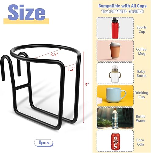 Miniatura 2 de Carrito de compras con barra inferior, soporte universal portátil de acero inoxidable reutilizable para carrito de comestibles, soporte para bebidas