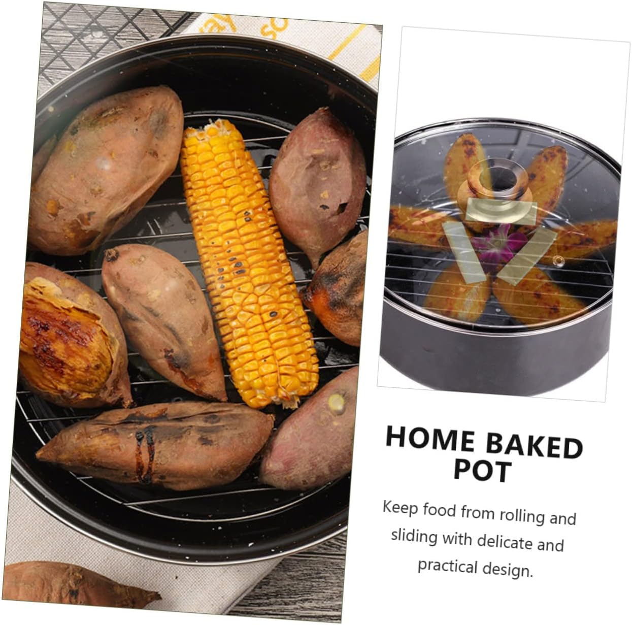 Sweet Potato Roasting Pot Lid Casserole Strainer Lid Electric Grill for Roasting Baking and Cooking