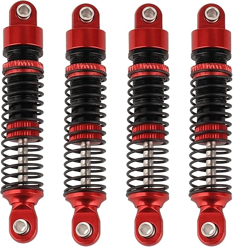 Miniatura 65 de Amortiguadores de aluminio de 2.323 in, amortiguadores de aceite roscados largos para 1/18 RC Crawler TRX4M TRX4-M Piezas de actualización (rojo)