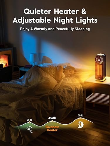 Miniatura 8 de Givebest Calentadores de espacio con panel táctil para uso en interiores, calentador eléctrico de calentamiento rápido de 1500 W con control remoto,