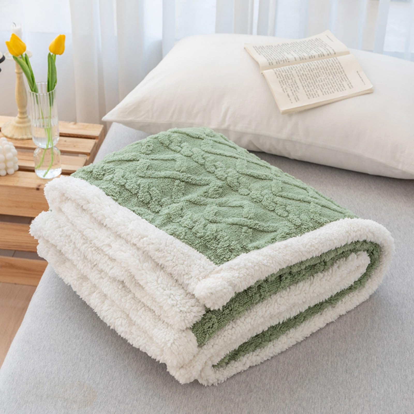 Odot Manta Cama 90 135 150 180, Manta Sofa Grande Verano y Invierno Suave Cálida Mullida Microfibra Niños Adultos para Sofas, Sala de Estar (CS12 Verde,200x230cm)