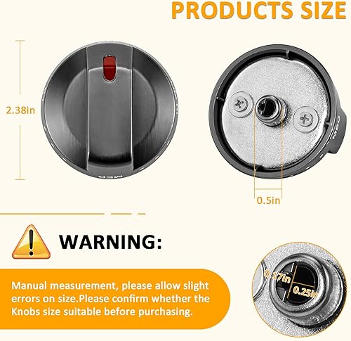 Miniatura 2 de MIFLUS Black DG64-00473B - Pomo de estufa de gas de acero inoxidable para perillas de estufa eléctrica, estufa de gas, pomos de quemador de