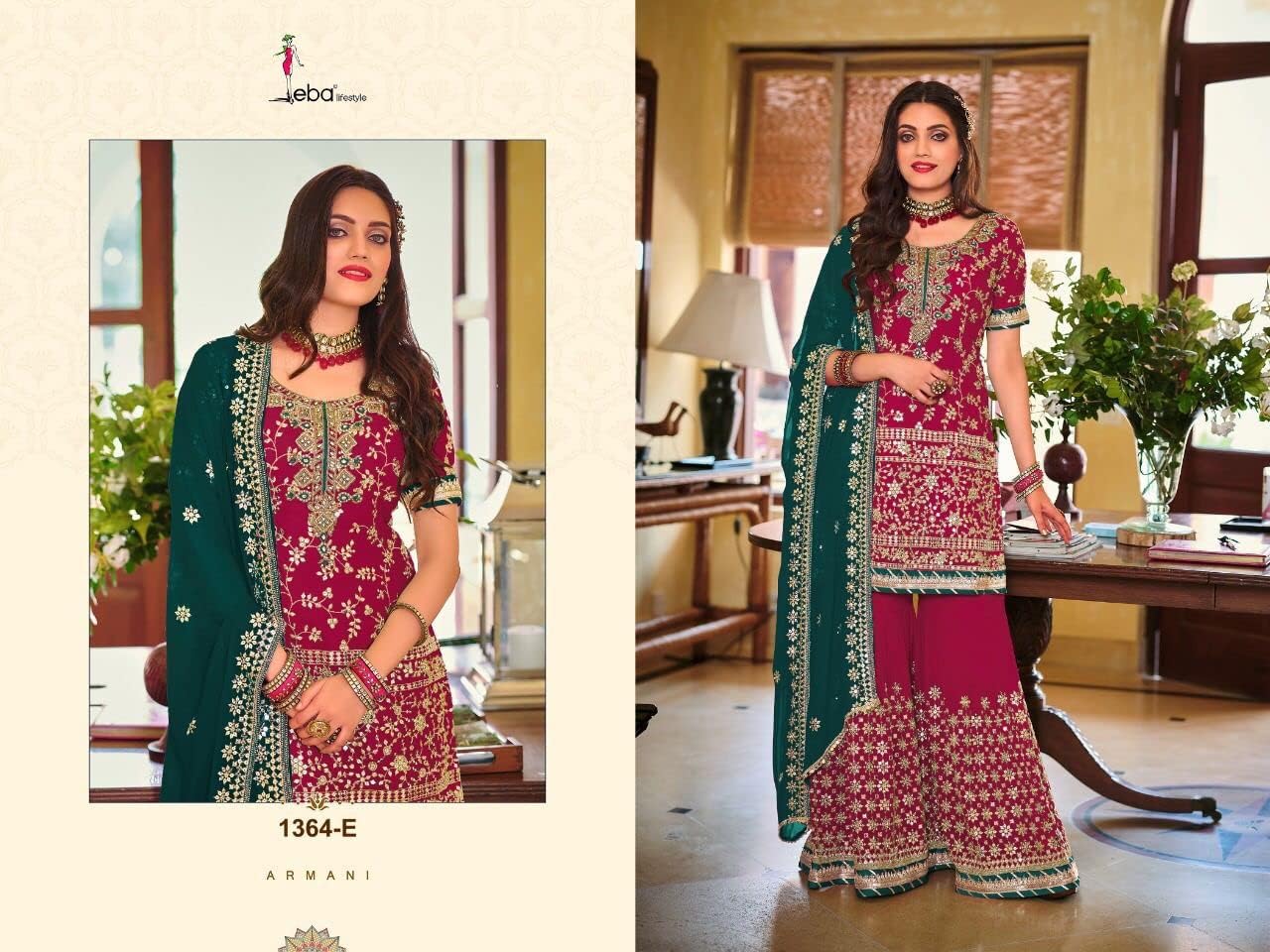 Indian New Designer Salwar Kameez Suits Pakistani Sharara Plazzo with Dupatta Dresses (Choice 2, Unstitched)