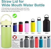 Vista 8 de KMN Tapa de popote para boca ancha Hydro Flask, tapas con popote para Hydroflask de boca ancha de 12, 16, 18, 20, 32, 40 onzas, tapa de popote