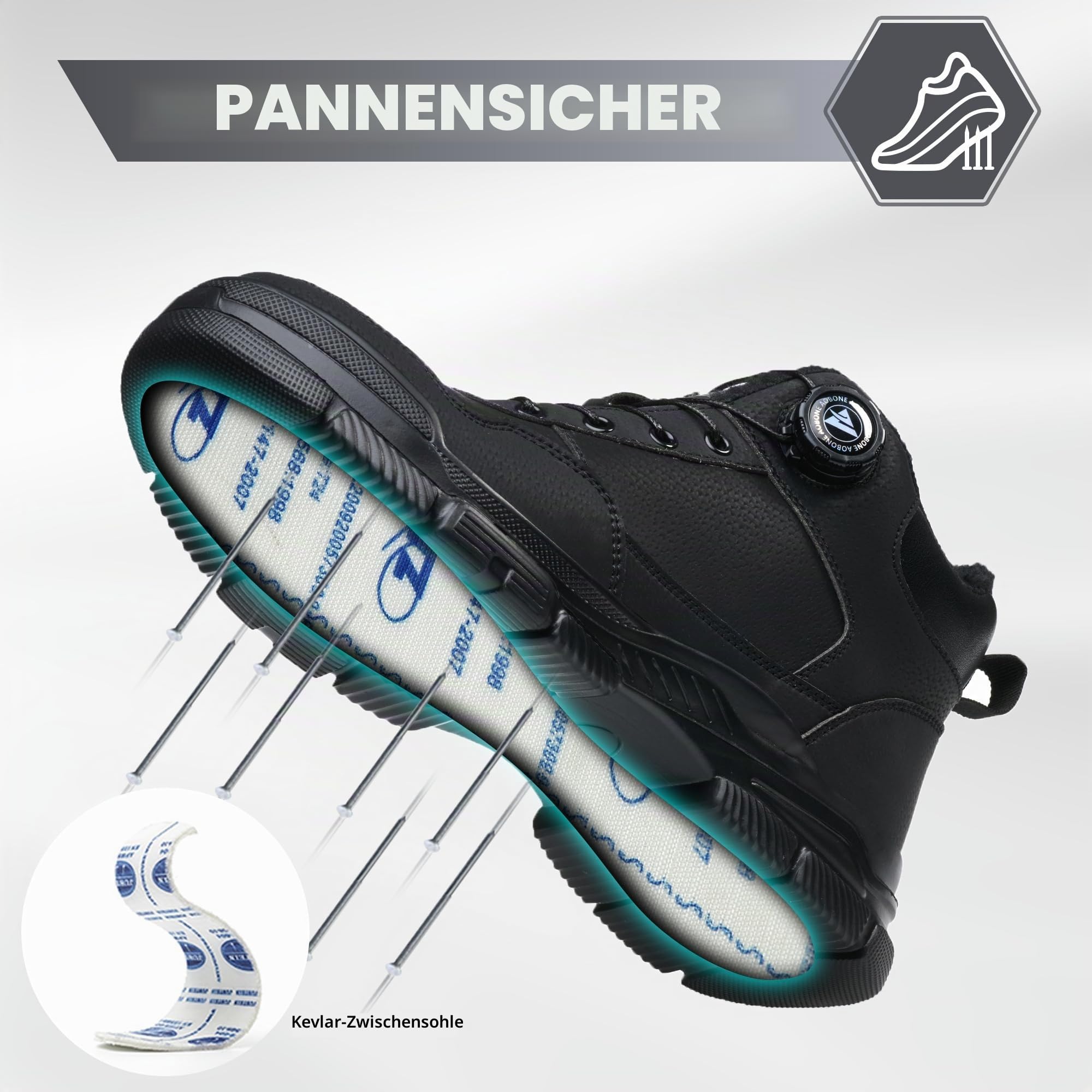 Winter Sicherheitsschuhe Herren Damen Arbeitsschuhe Wasserdicht Sicherheitsstiefel Leicht rutschfeste Stahlkappenschuhe Warm Gefüttert Arbeitsstiefel mit Drehknopf