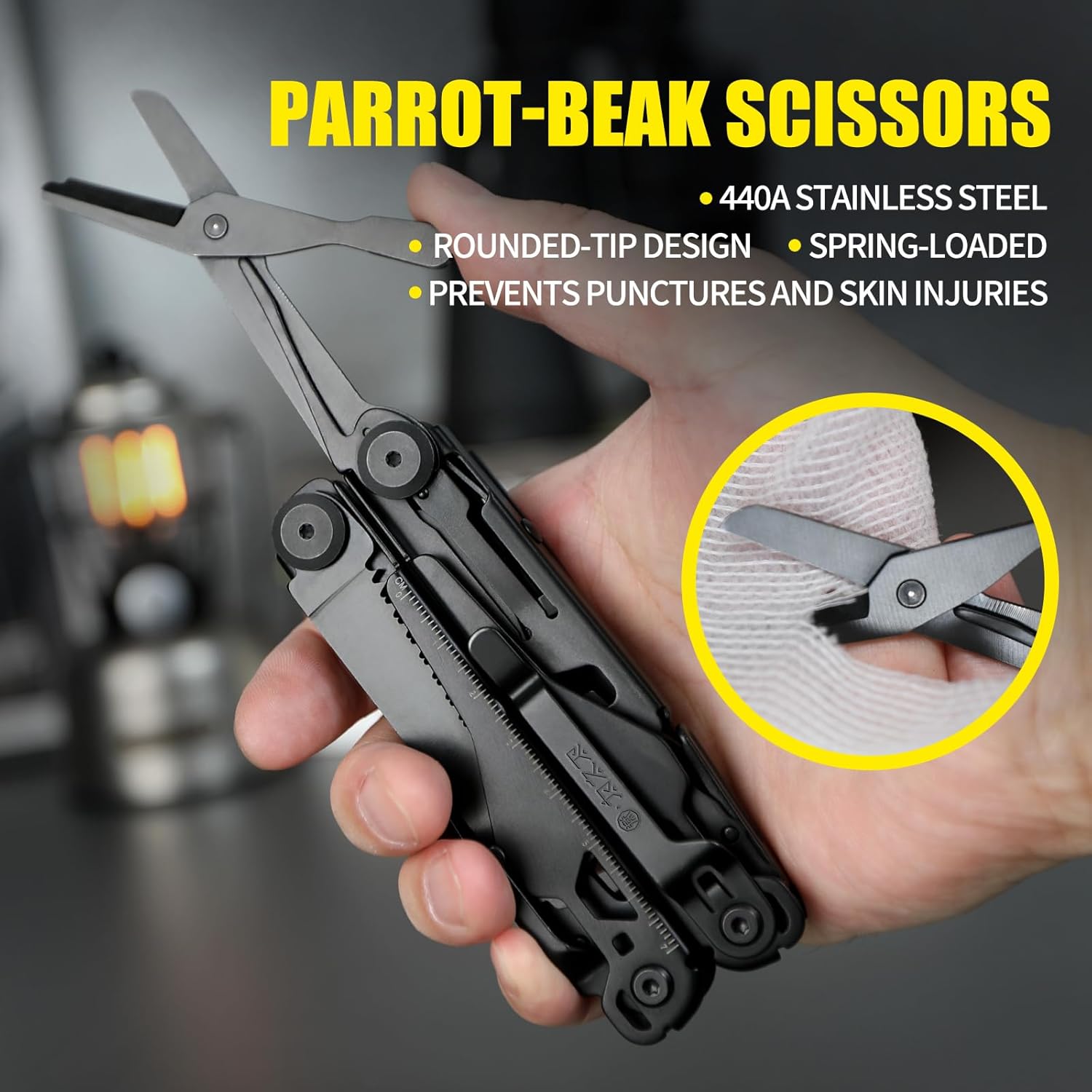 19-in-1 Multitool Pliers, Folding Pocket EDC Tool with Folding Blade, Scissors, Saw, Screwdrivers, Wire Cutter, Hex Wrench, Ruler, Bottle Opener for Camping and Car Repair