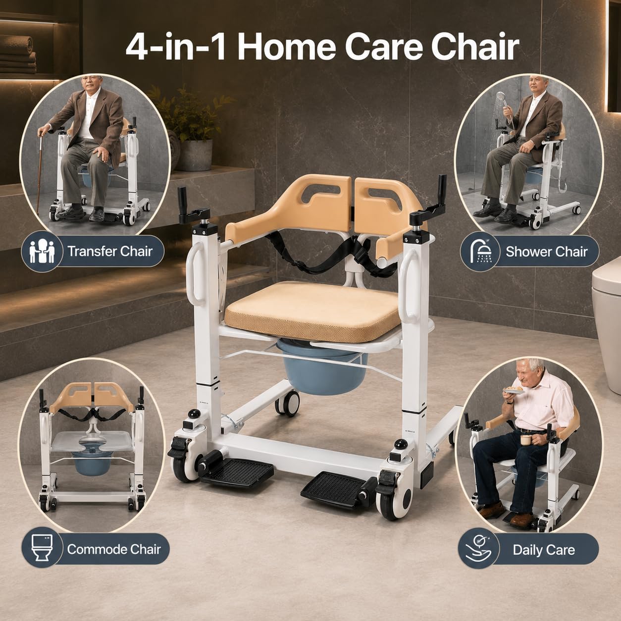 Silla de traslado para pacientes, silla de transferencia para pacientes, silla de transferencia para el hogar, elevador de pacientes, hogar de ancianos, hospital para transferencia, ducha, inodoro