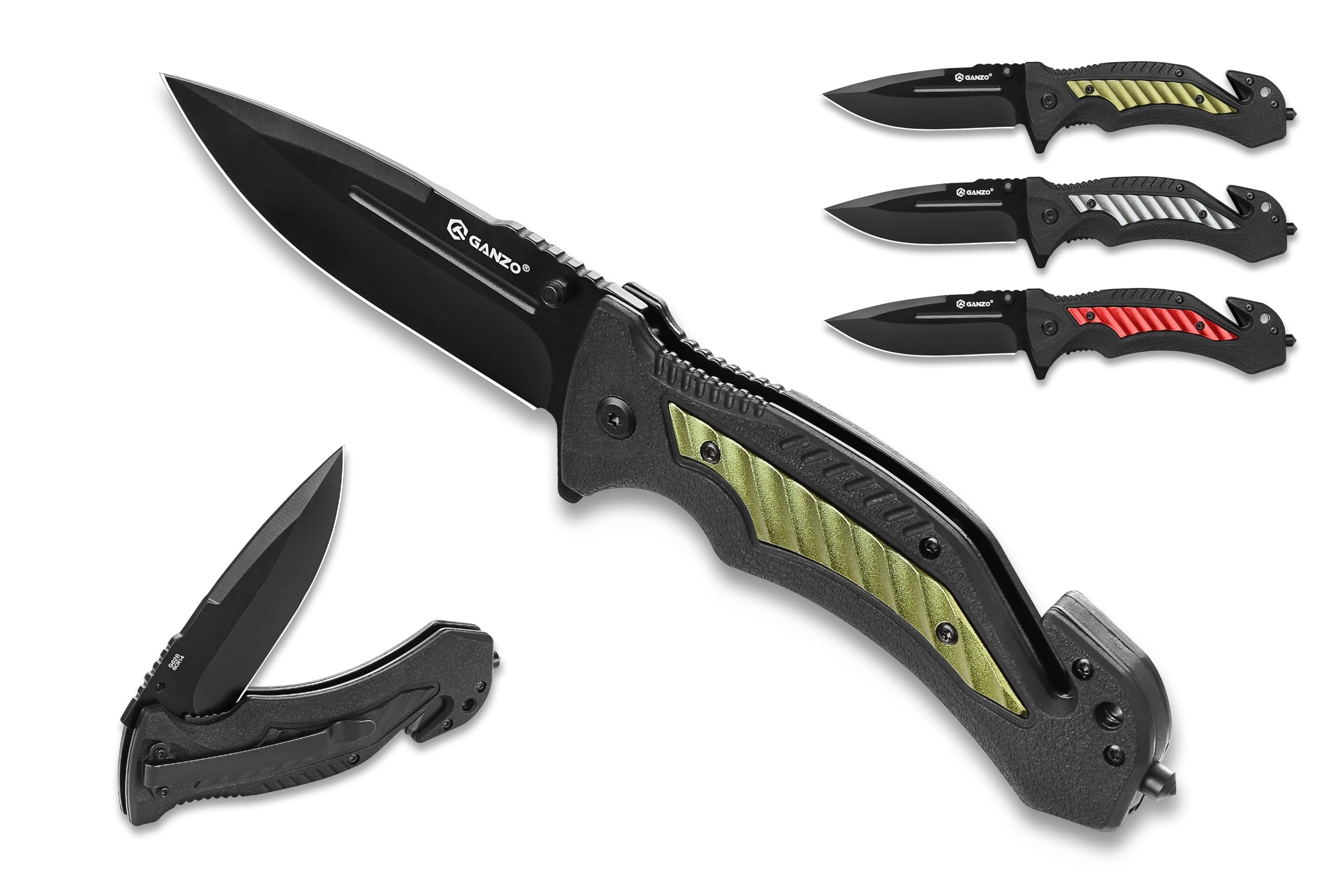 Ganzo G628-GR EDC Folding Pocket Knife Razor Sharp 8Cr14 Blade PP Handle with Clip Outdoor Hunting Fishing Hiking Folder Best Gift for Men (Green)