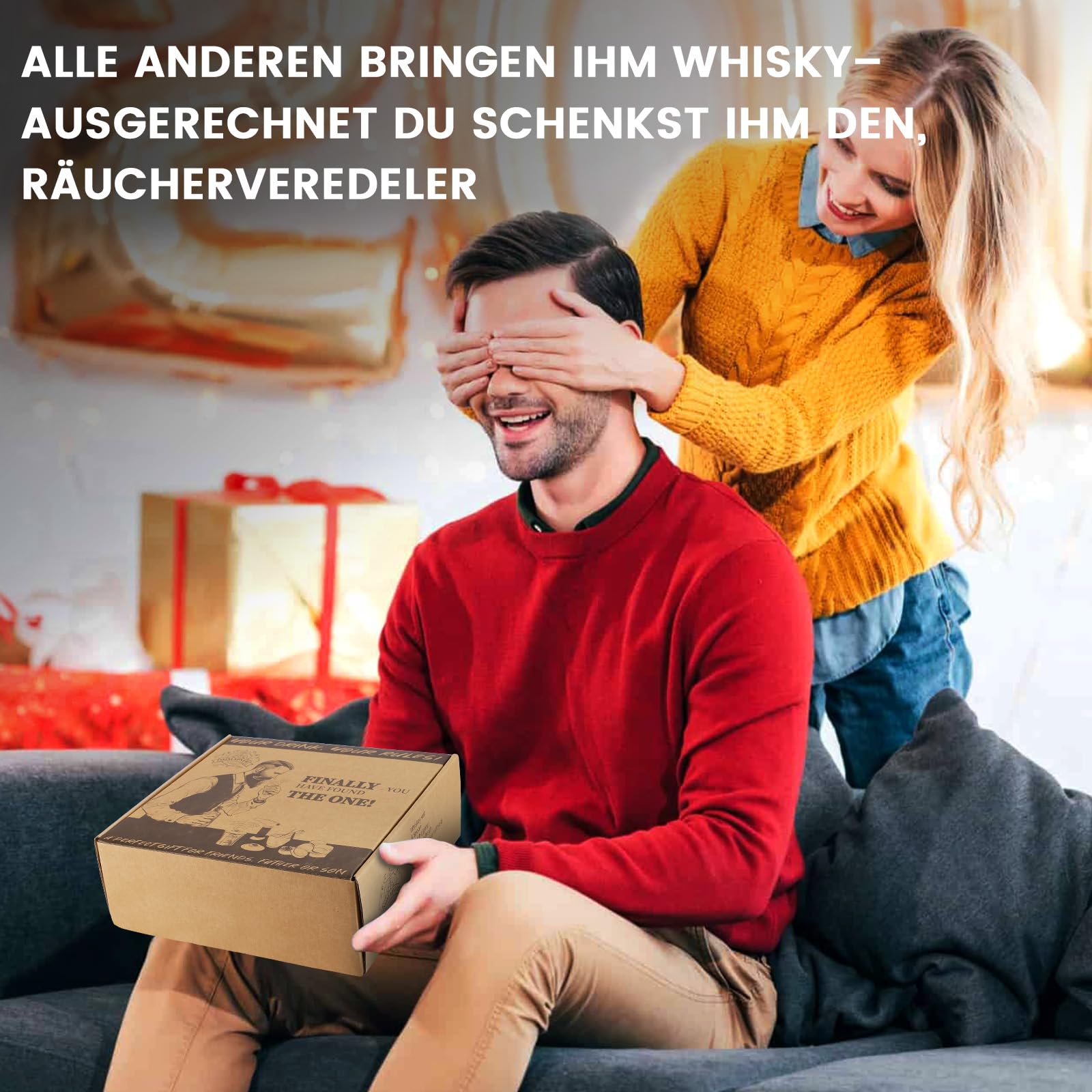 Whiskey Cocktail Smoker Set mit Brenner, 6 Geschmacksrichtungen Holzspäne, 2 Gläser, 2 Eisball-Formen, Bourbon Old Fashioned Drink Räucher-Kit, Geschenk für Männer Väter Ehemänner Freunde (ohne Butan)