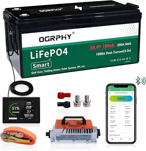 OGRPHY 36V Lithium Battery, 3.84KWh Golf Cart Batteries with 200A