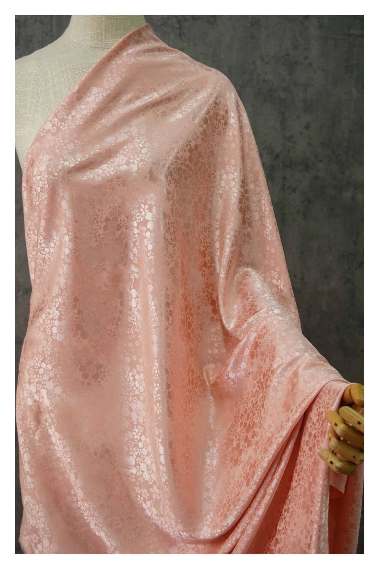 Silky Satin Fabric Polyester Spandex Satin Jacquard Fabric Cherry Blossom Print Stretch Multicolor 100cm(4 Pink)