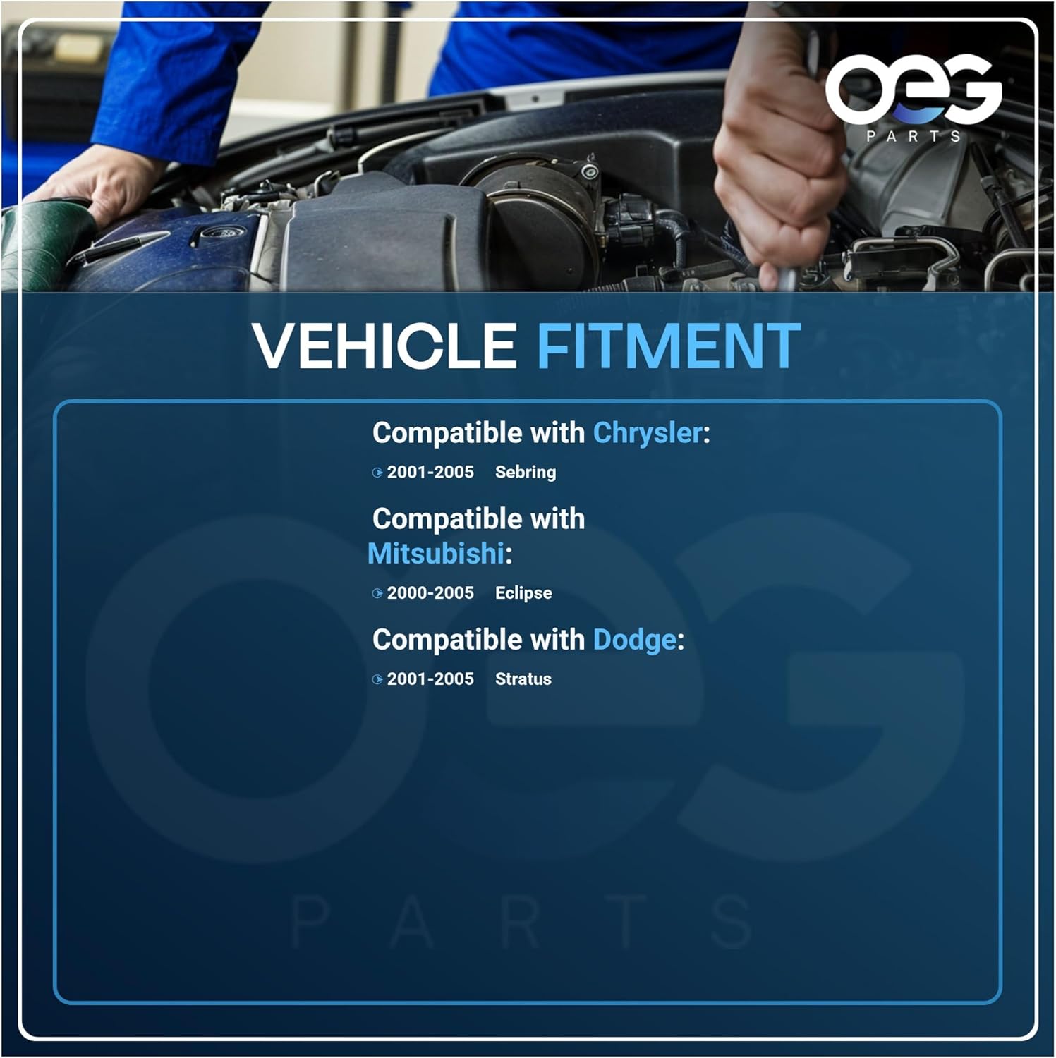 OEG Parts New Window Regulator W/Motor Front Drivers Side Left LH Compatible with Chrysler Sebring, Dodge Stratus, Mitsubishi Eclipse 2000-2005, Replaces MR432201, 741-144