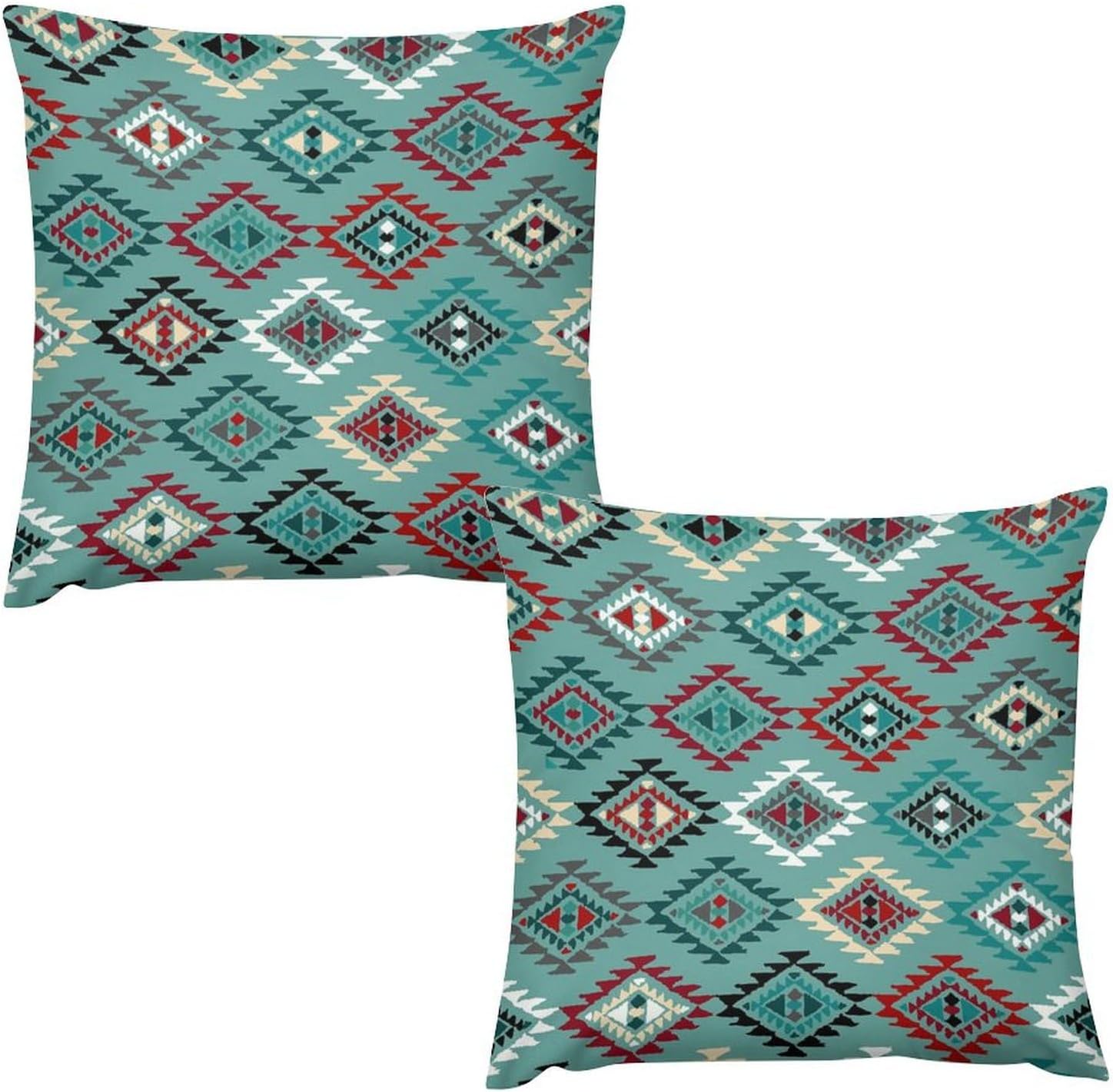 Navajo Native American Pattern 2-pc Pillow Covers Cushion Cover Cases Square Pillowcases Sofa Couch Bed Home Decor 26 "x26