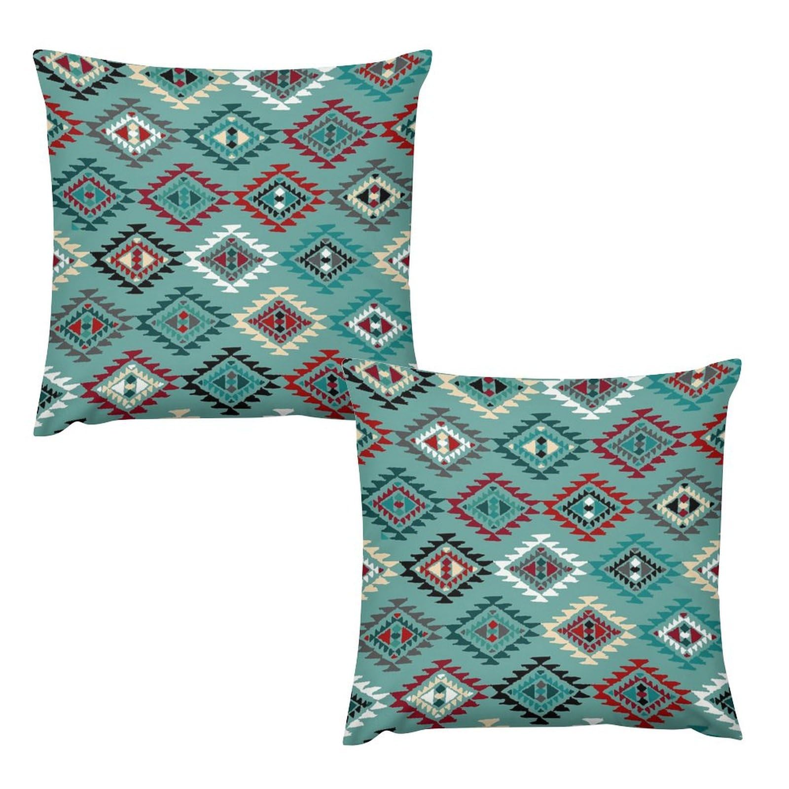 Navajo Native American Pattern 2-pc Pillow Covers Cushion Cover Cases Square Pillowcases Sofa Couch Bed Home Decor 18 "x18