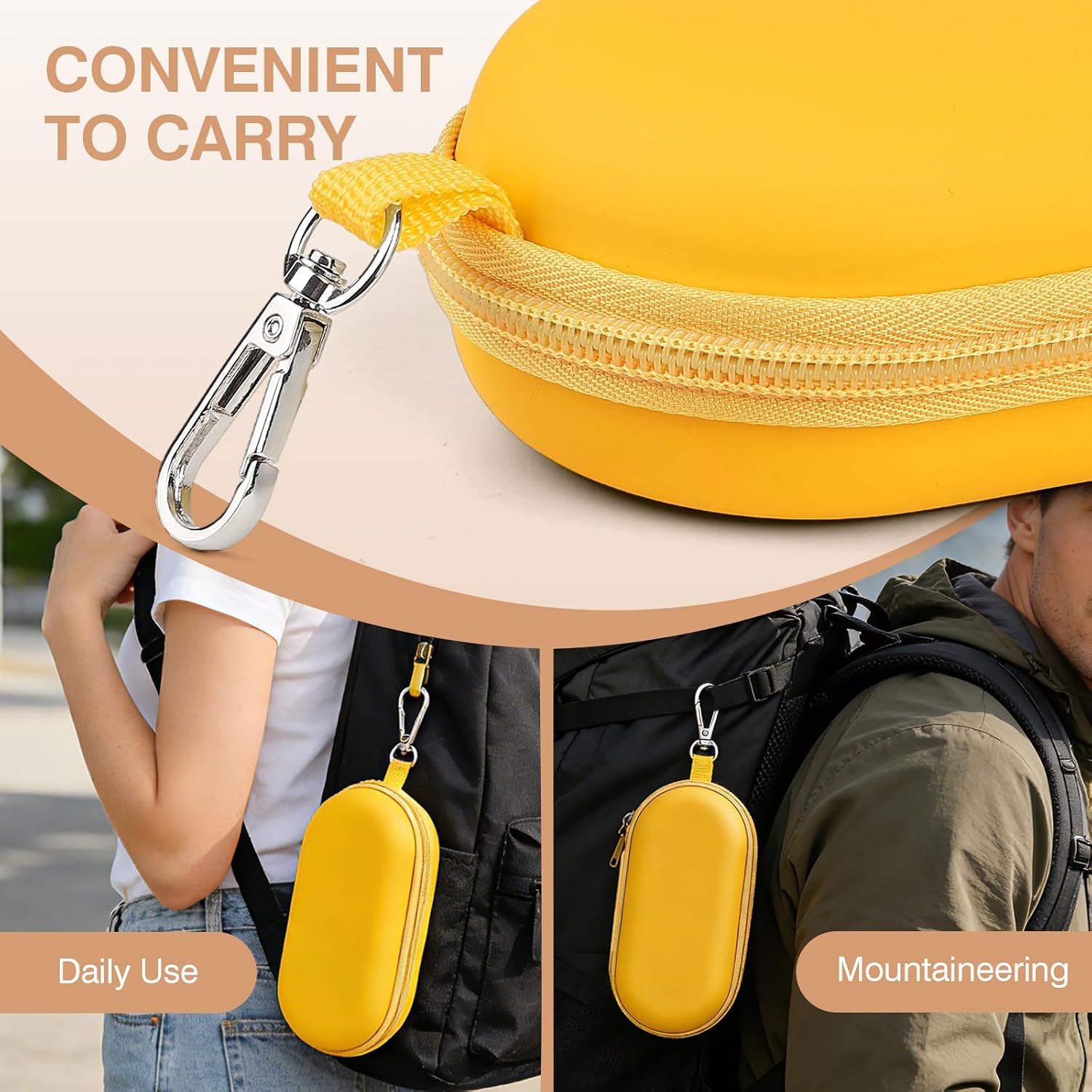 Marvolia Double Eyeglasses Case Hard Shell Dual Glasses Case with Clip & Zipper Closure Travel Sunglasses Organizer