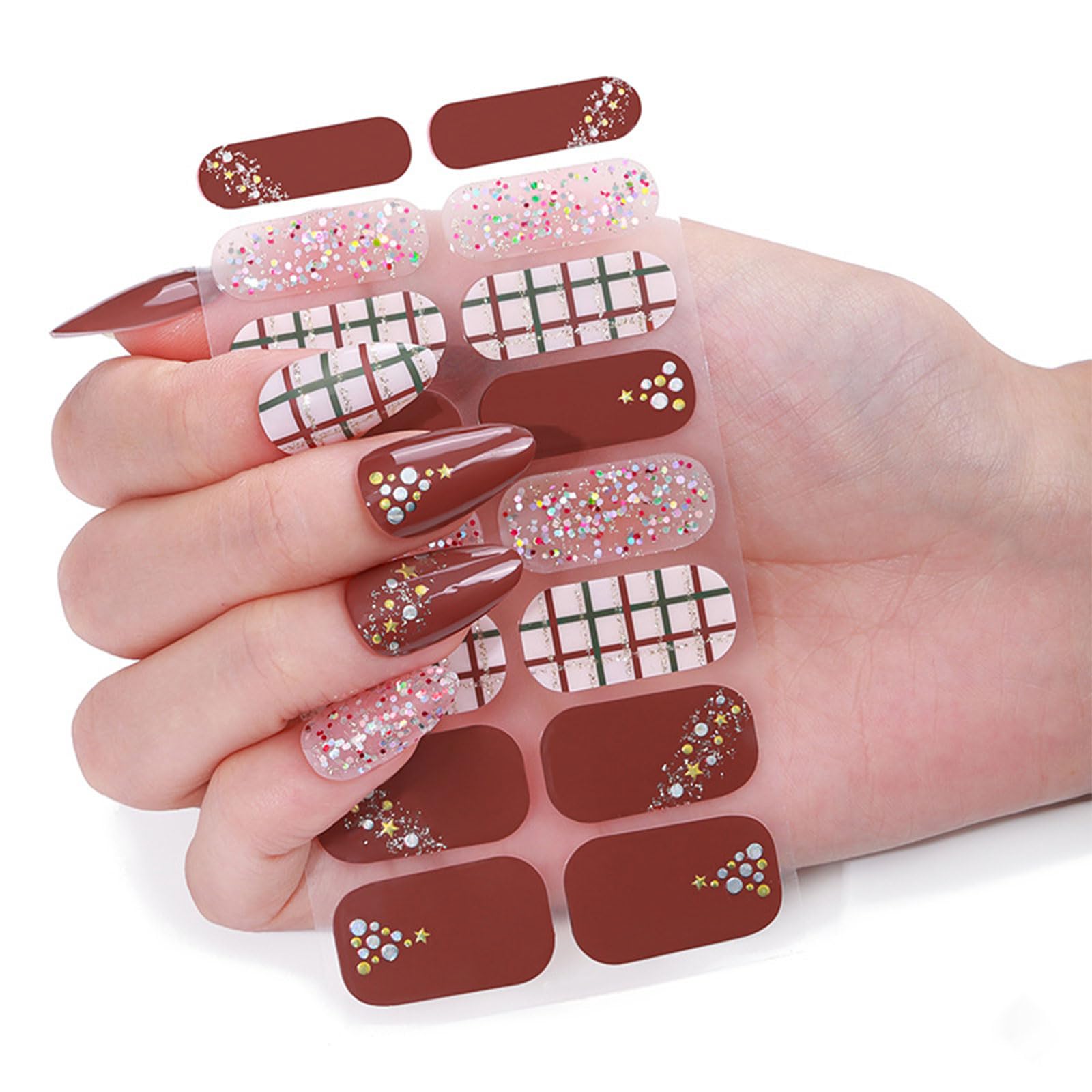 Christmas Nails Stickers Set Santa Nails Decals for Women Girls Festive Manicure Nails Art Decoration