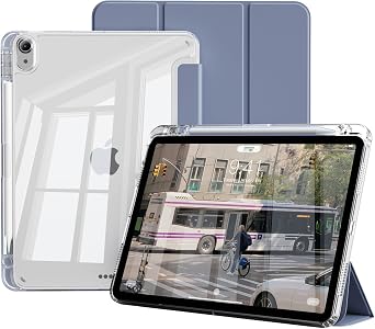 Case for iPad A16 11th Generation 11 Inch 2025, iPad 10th Gen 10.9 Inch 2022 with Pencil Holder,Slim&Lightweight Cover,TPU Hybrid Clear Transparent Back,Anti-Yellow,Auto Wake/SleepPurple