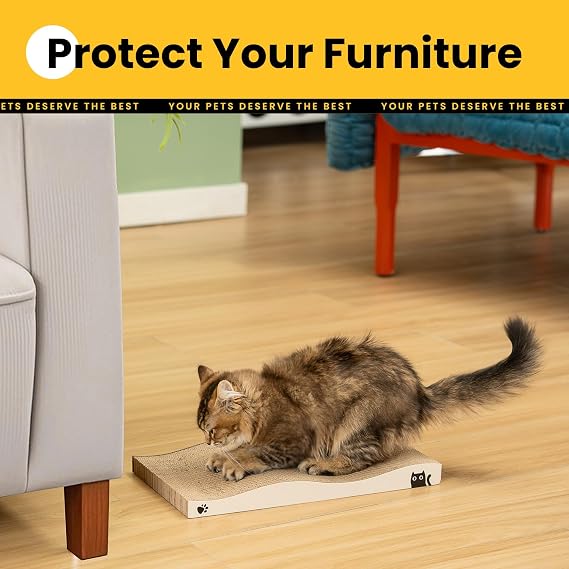 Cat Scratching Board, Corrugated Cardboard Cat Scratcher for Indoor Cats, Durable Scratch Pad, Heavy Duty, Double-Sided Usability, Recyclable, with Catnip (Pack of 2)
