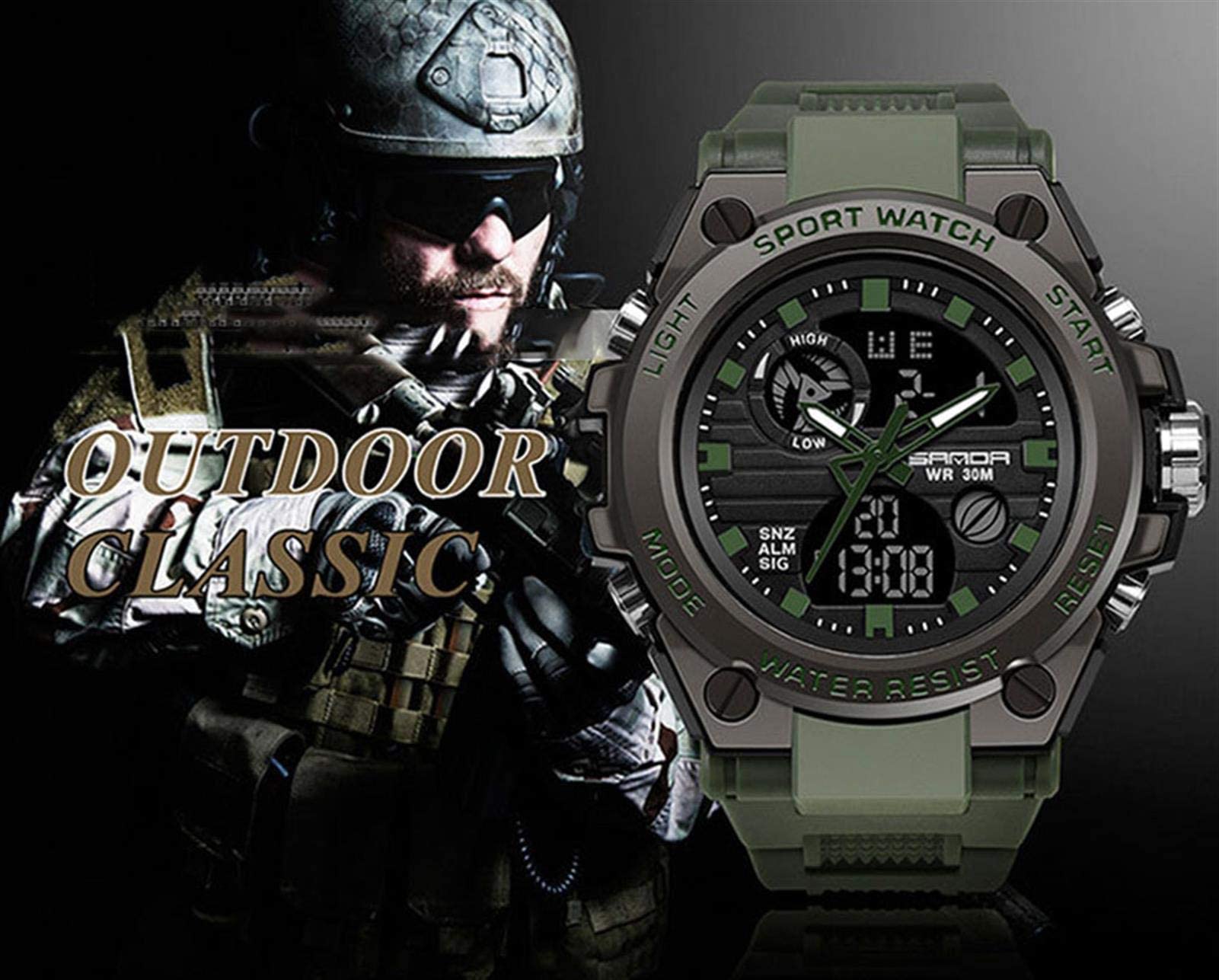 Orologio Militare Uomo Impermeabile 50m + Sveglia e Cronometro + Orologio Uomo Luminosa LED + Display Data e Giorno